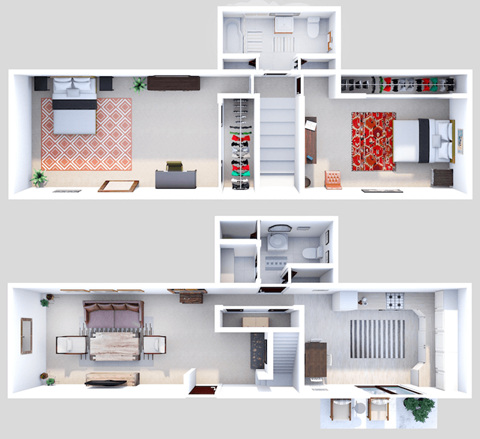 Floor plan for 2 beds, 1.5 baths, 1160 sqft